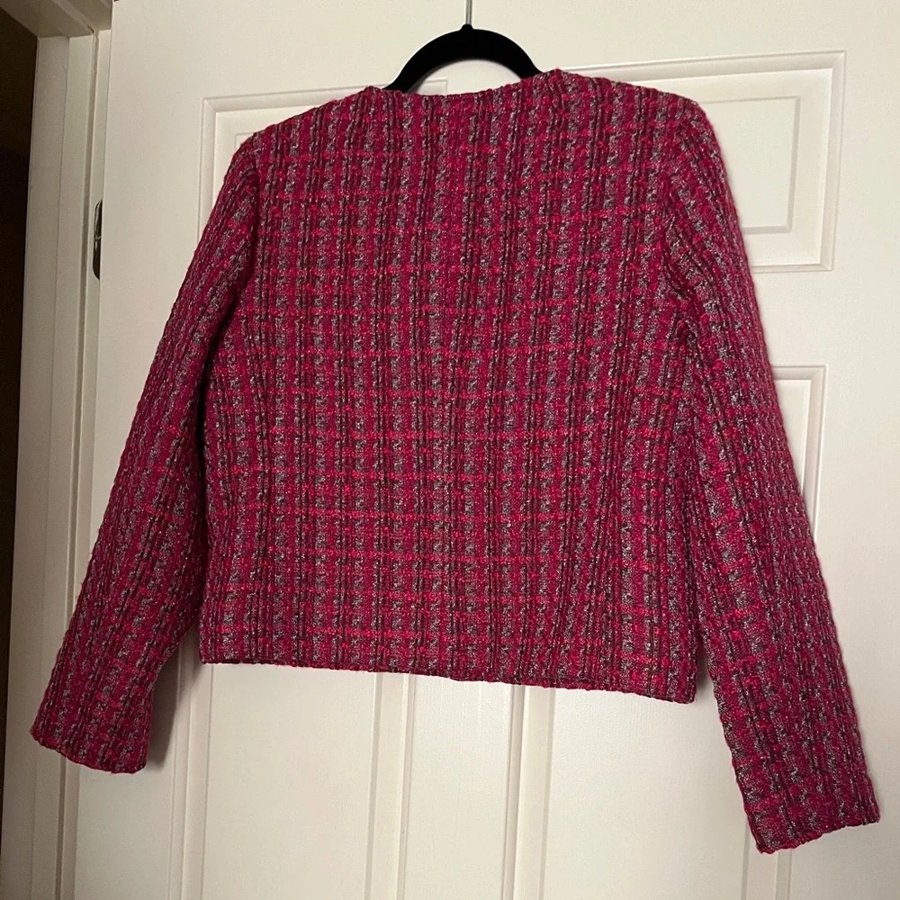 J Crew Fuchsia Tweed Blazer